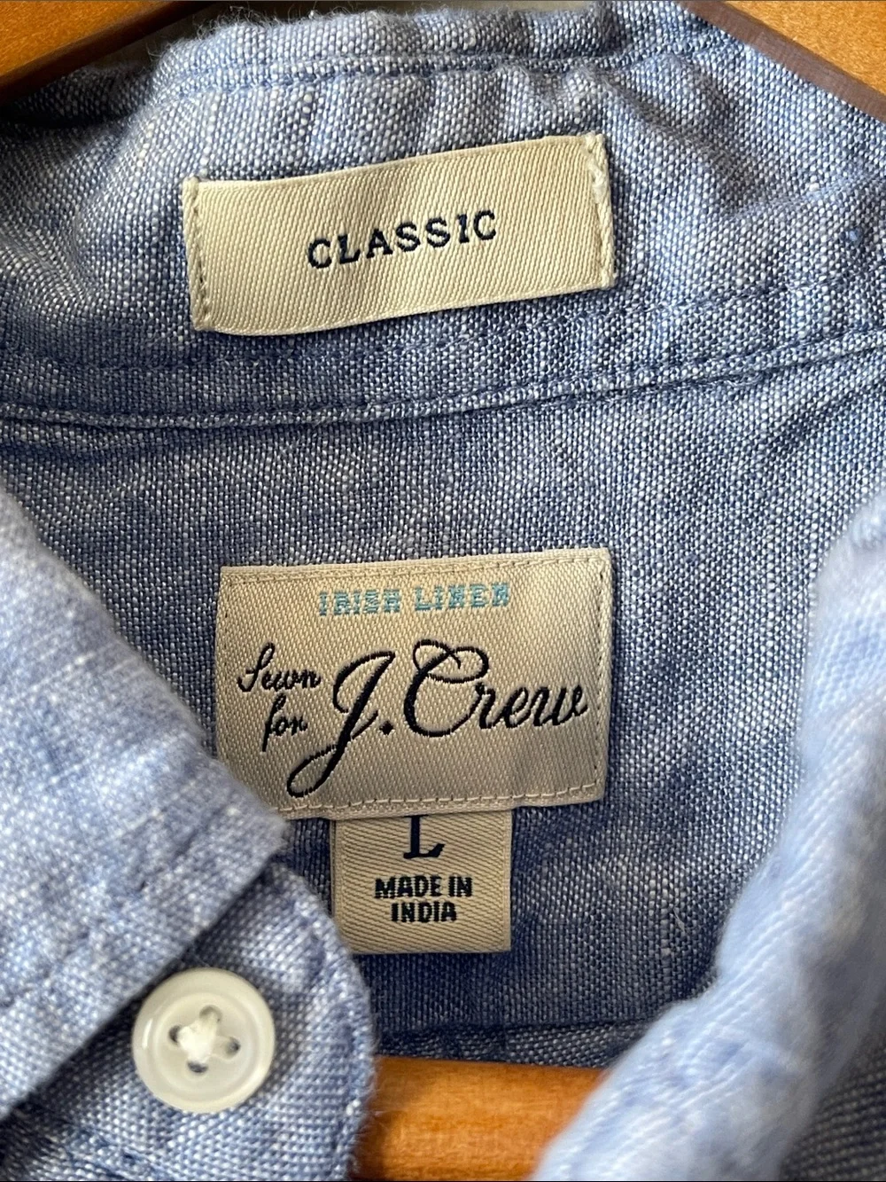 J. Crew Irish Linen Light Blue Short-Sleeve Button-Down Shirt
